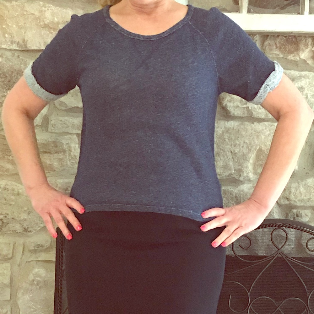Old Navy lightweight navy rolled sleeve blouse